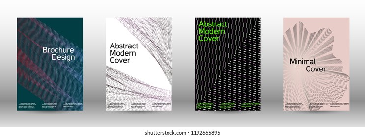Cover design template set of a with abstract gradient linear waves. Fashionable style.  Suitable for creating a fashionable abstract cover, banner, poster.
