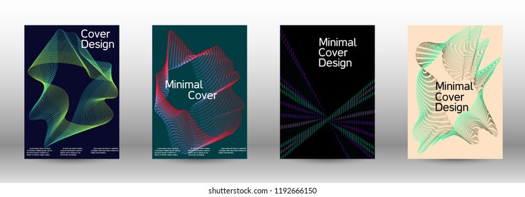 Cover design template set of a with abstract gradient linear waves. Fashionable style.  Suitable for creating a fashionable abstract cover, banner, poster.