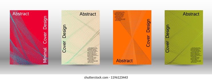 Cover design template set of a with abstract gradient linear waves. Fashionable style.  Sound flyer for creating a fashionable abstract cover, banner,poster.