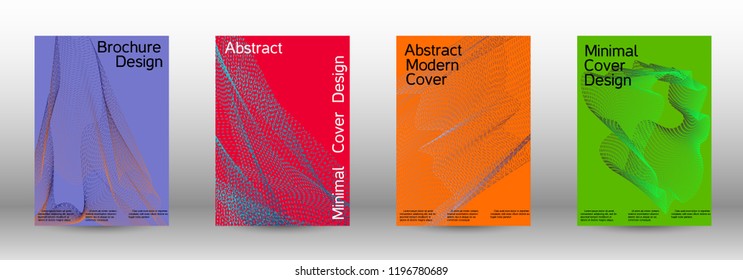Cover design template set of a  with abstract gradient linear waves.Fashionable style. The background with is suitable for creating a banner, poster, booklet, catalog.