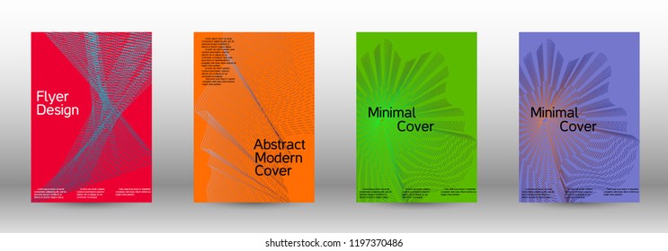 Cover design template set of a  with abstract gradient linear waves.Fashionable style. The background with is suitable for creating a banner, poster, booklet, catalog.