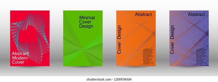 Cover design template set of a  with abstract gradient linear waves.Fashionable style. The background with is suitable for creating a banner, poster, booklet, catalog.