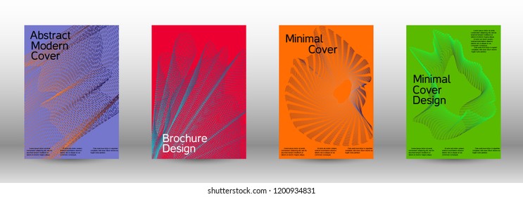 Cover design template set of a  with abstract gradient linear waves.Fashionable style. The background with is suitable for creating a banner, poster, booklet, catalog.