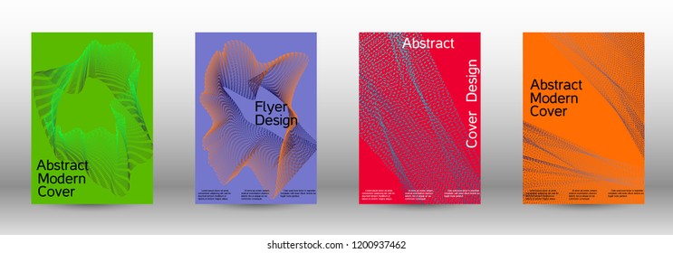 Cover design template set of a  with abstract gradient linear waves.Fashionable style. The background with is suitable for creating a banner, poster, booklet, catalog.