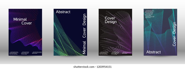 Cover design template set of a with abstract gradient linear waves. Fashionable style.  Suitable for creating a fashionable abstract cover, banner, poster.