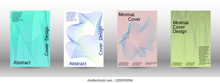 Cover design template set of a with abstract gradient linear waves. Fashionable style.  Suitable for creating a fashionable abstract cover, banner, poster.