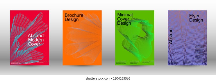 Cover design template set of a  with abstract gradient linear waves.Fashionable style. The background with is suitable for creating a banner, poster, booklet, catalog.