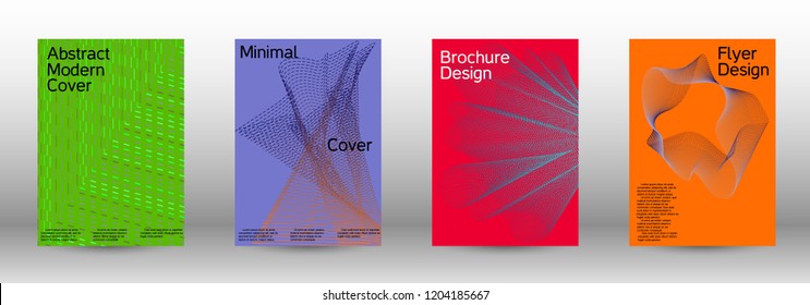 Cover design template set of a  with abstract gradient linear waves.Fashionable style. The background with is suitable for creating a banner, poster, booklet, catalog.