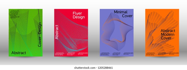 Cover design template set of a  with abstract gradient linear waves.Fashionable style. The background with is suitable for creating a banner, poster, booklet, catalog.