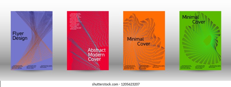 Cover design template set of a  with abstract gradient linear waves.Fashionable style. The background with is suitable for creating a banner, poster, booklet, catalog.