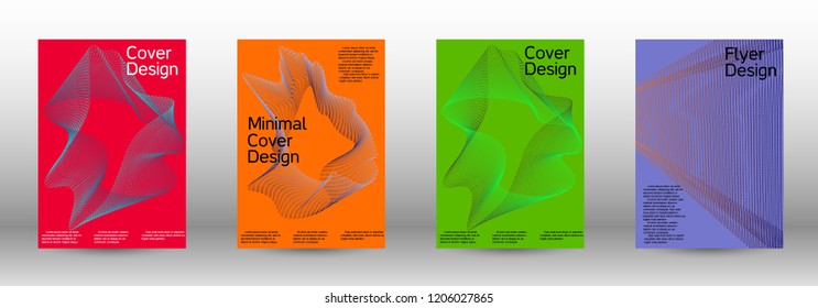 Cover design template set of a  with abstract gradient linear waves.Fashionable style. The background with is suitable for creating a banner, poster, booklet, catalog.