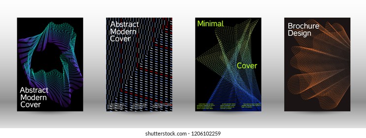 Cover design template set of a with abstract gradient linear waves. Fashionable style.  Suitable for creating a fashionable abstract cover, banner, poster.