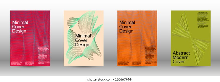 Cover design template set of a with abstract gradient linear waves. Fashionable style.  Suitable for creating a fashionable abstract cover, banner, poster.