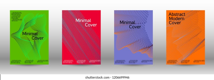 Cover design template set of a  with abstract gradient linear waves.Fashionable style. The background with is suitable for creating a banner, poster, booklet, catalog.