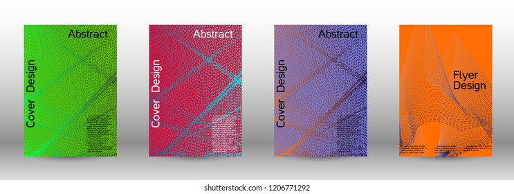 Cover design template set of a  with abstract gradient linear waves.Fashionable style. The background with is suitable for creating a banner, poster, booklet, catalog.