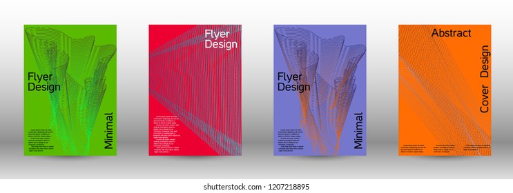 Cover design template set of a  with abstract gradient linear waves.Fashionable style. The background with is suitable for creating a banner, poster, booklet, catalog.