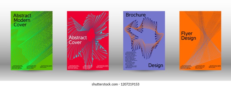 Cover design template set of a  with abstract gradient linear waves.Fashionable style. The background with is suitable for creating a banner, poster, booklet, catalog.