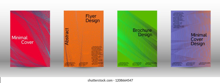 Cover design template set of a  with abstract gradient linear waves.Fashionable style. The background with is suitable for creating a banner, poster, booklet, catalog.