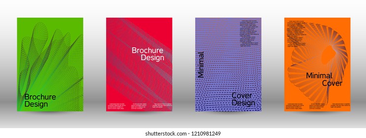 Cover design template set of a  with abstract gradient linear waves.Fashionable style. The background with is suitable for creating a banner, poster, booklet, catalog.