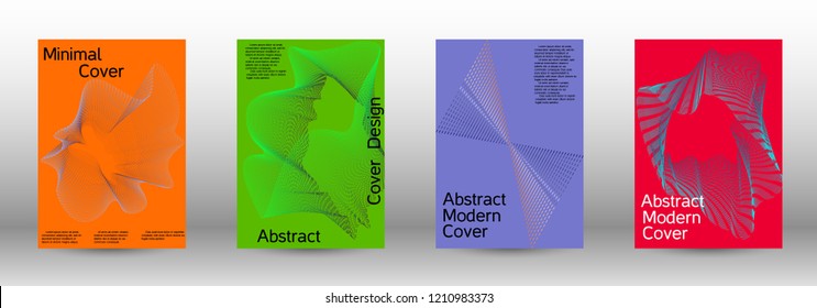 Cover design template set of a  with abstract gradient linear waves.Fashionable style. The background with is suitable for creating a banner, poster, booklet, catalog.