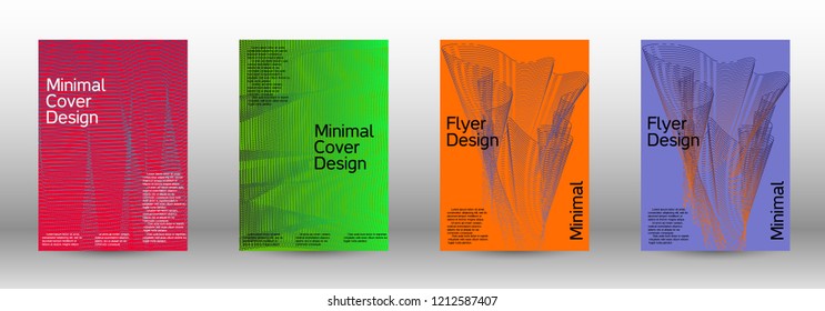 Cover design template set of a  with abstract gradient linear waves.Fashionable style. The background with is suitable for creating a banner, poster, booklet, catalog.