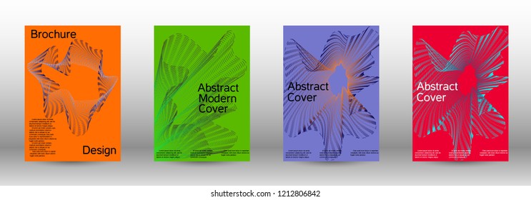 Cover design template set of a  with abstract gradient linear waves.Fashionable style. The background with is suitable for creating a banner, poster, booklet, catalog.