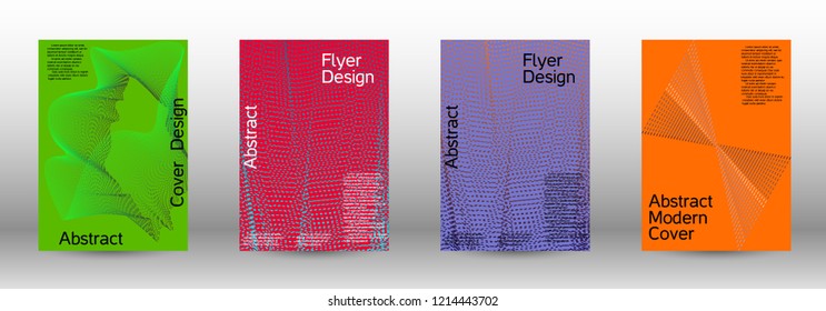 Cover design template set of a  with abstract gradient linear waves.Fashionable style. The background with is suitable for creating a banner, poster, booklet, catalog.