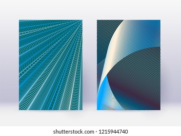 Cover design template set. Abstract lines modern brochure layout. Red vibrant halftone gradients on white blue background. Fascinating brochure, catalog, poster, book etc.