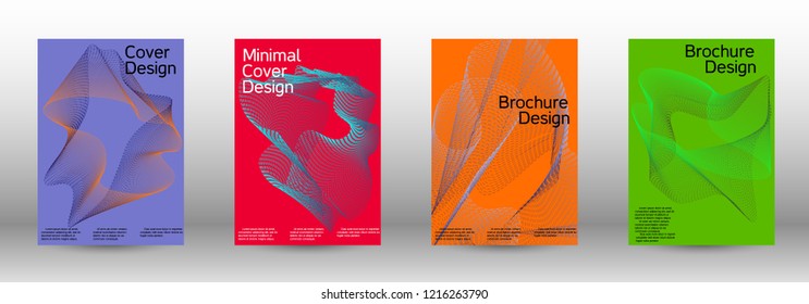 Cover design template set of a  with abstract gradient linear waves.Fashionable style. The background with is suitable for creating a banner, poster, booklet, catalog.