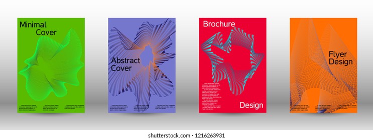 Cover design template set of a  with abstract gradient linear waves.Fashionable style. The background with is suitable for creating a banner, poster, booklet, catalog.