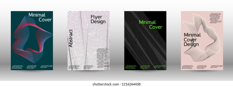 Cover design template set of a with abstract gradient linear waves. Fashionable style.  Sound flyer for creating a fashionable abstract cover, banner,poster.