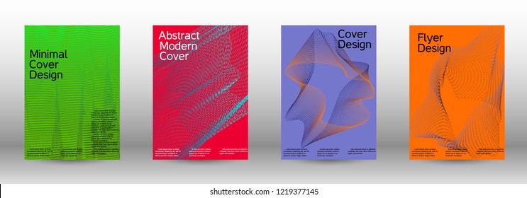 Cover design template set of a  with abstract gradient linear waves.Fashionable style. The background with is suitable for creating a banner, poster, booklet, catalog.