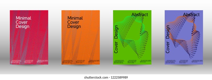 Cover design template set of a  with abstract gradient linear waves.Fashionable style. The background with is suitable for creating a banner, poster, booklet, catalog.
