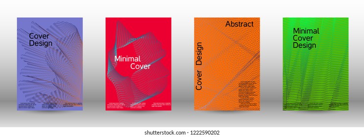 Cover design template set of a  with abstract gradient linear waves.Fashionable style. The background with is suitable for creating a banner, poster, booklet, catalog.