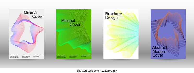Cover design template set of a with abstract gradient linear waves. Fashionable style.  Sound flyer for creating a fashionable abstract cover, banner,poster.