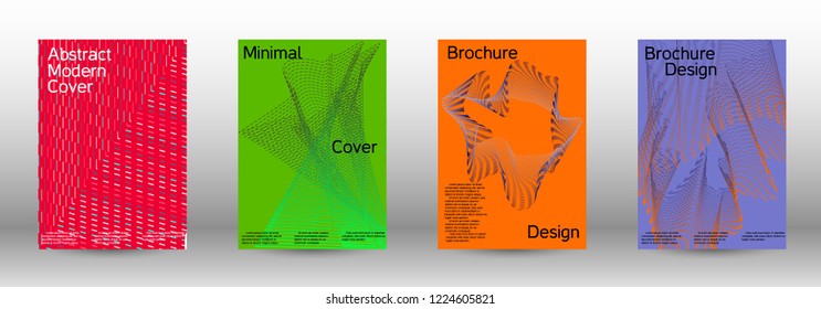 Cover design template set of a  with abstract gradient linear waves.Fashionable style. The background with is suitable for creating a banner, poster, booklet, catalog.