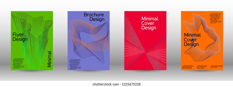 Cover design template set of a  with abstract gradient linear waves.Fashionable style. The background with is suitable for creating a banner, poster, booklet, catalog.