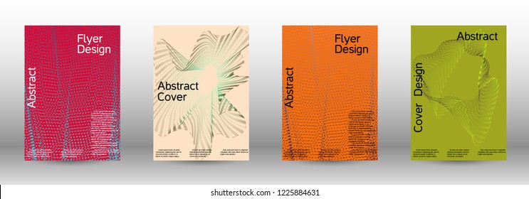 Cover design template set of a with abstract gradient linear waves. Fashionable style.  Suitable for creating a fashionable abstract cover, banner, poster.