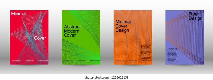 Cover design template set of a  with abstract gradient linear waves.Fashionable style. The background with is suitable for creating a banner, poster, booklet, catalog.
