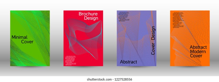 Cover design template set of a  with abstract gradient linear waves.Fashionable style. The background with is suitable for creating a banner, poster, booklet, catalog.