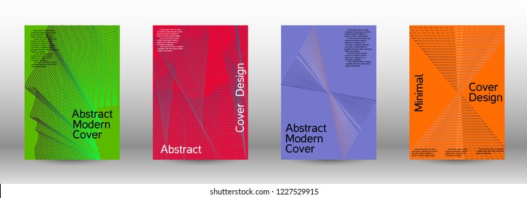 Cover design template set of a  with abstract gradient linear waves.Fashionable style. The background with is suitable for creating a banner, poster, booklet, catalog.