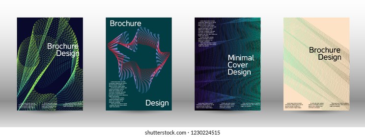 Cover design template set of a with abstract gradient linear waves. Fashionable style.  Suitable for creating a fashionable abstract cover, banner, poster.
