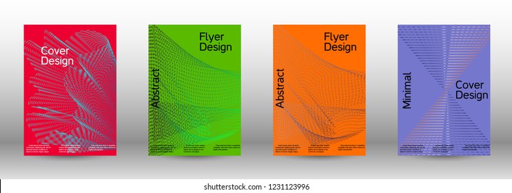 Cover design template set of a  with abstract gradient linear waves.Fashionable style. The background with is suitable for creating a banner, poster, booklet, catalog.