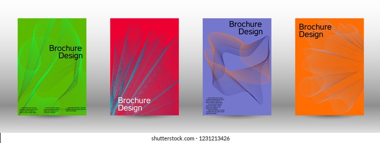 Cover design template set of a  with abstract gradient linear waves.Fashionable style. The background with is suitable for creating a banner, poster, booklet, catalog.