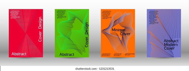 Cover design template set of a  with abstract gradient linear waves.Fashionable style. The background with is suitable for creating a banner, poster, booklet, catalog.