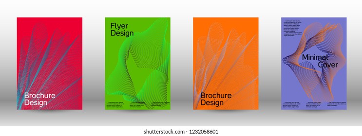 Cover design template set of a  with abstract gradient linear waves.Fashionable style. The background with is suitable for creating a banner, poster, booklet, catalog.