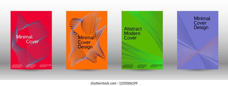 Cover design template set of a  with abstract gradient linear waves.Fashionable style. The background with is suitable for creating a banner, poster, booklet, catalog.