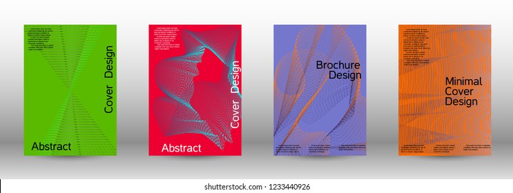 Cover design template set of a  with abstract gradient linear waves.Fashionable style. The background with is suitable for creating a banner, poster, booklet, catalog.