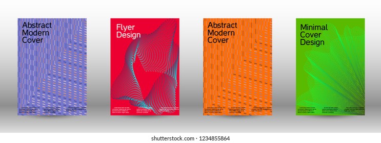 Cover design template set of a  with abstract gradient linear waves.Fashionable style. The background with is suitable for creating a banner, poster, booklet, catalog.