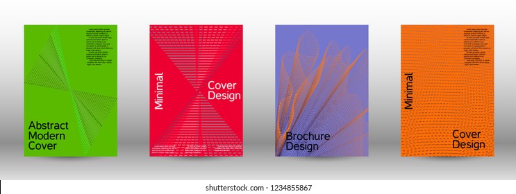 Cover design template set of a  with abstract gradient linear waves.Fashionable style. The background with is suitable for creating a banner, poster, booklet, catalog.